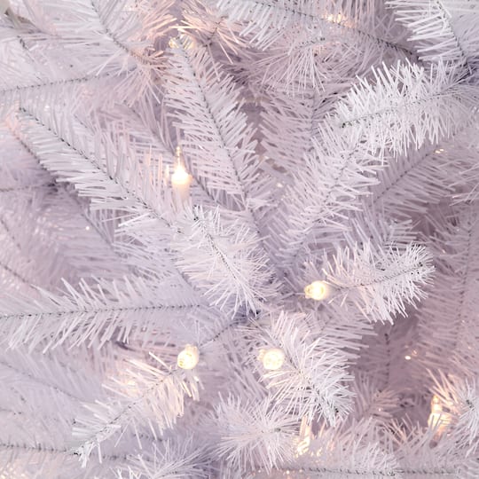 9ft. Pre-Lit White Slim Fraser Fir Artificial Christmas Tree, Clear Lights